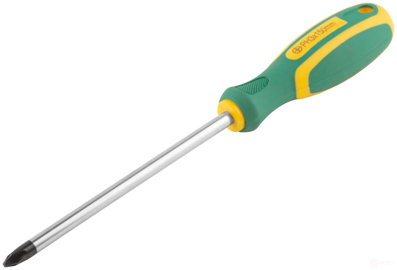 Screwdriver "Contour", CrV steel, rubberized handle 8x150 mm PH3