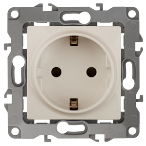 Розетка ЭРА Серия 12 12-2001-02 с заземлением 2P+E Schuko 16A-250В IP20 без м.лапок слоновая кость