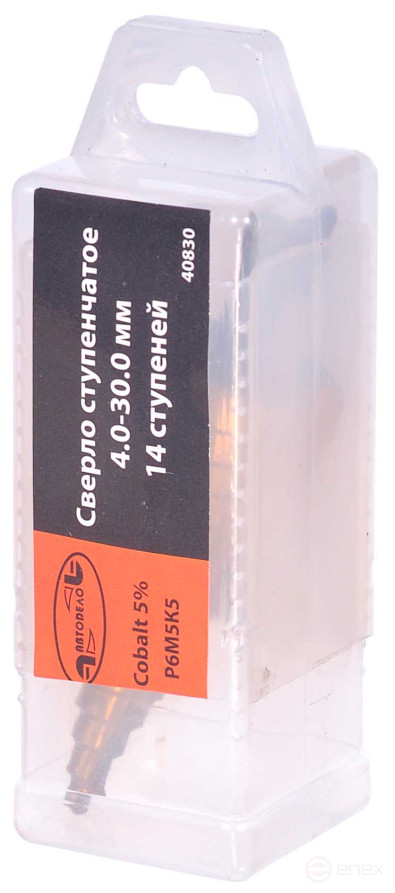 Сверло ступенчатое 4.0-30.0 мм 14 ступеней Р6М5К5 АвтоDело 40830