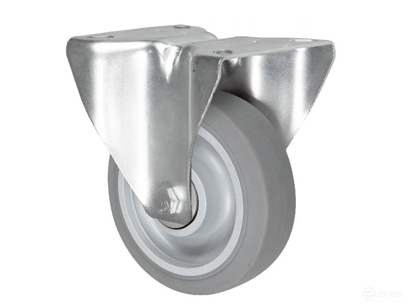 Колесная опора д.160 мм неповоротная с панелью промышленная серая резина