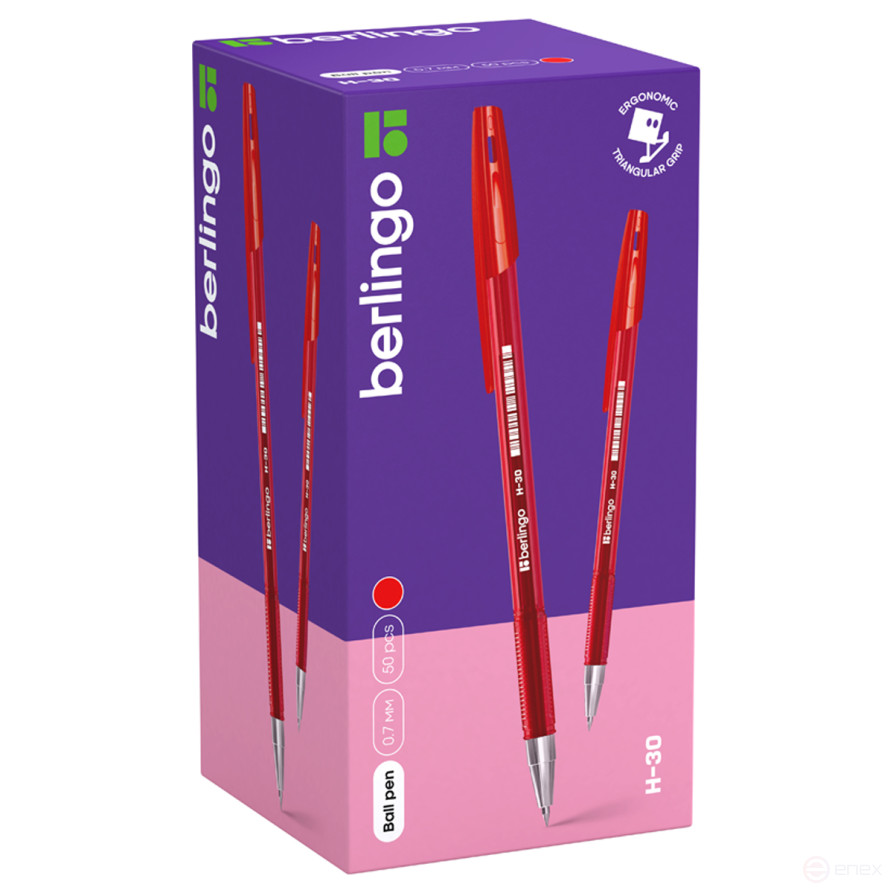 Ручка шариковая Berlingo "H-30" красная, 0,7 мм