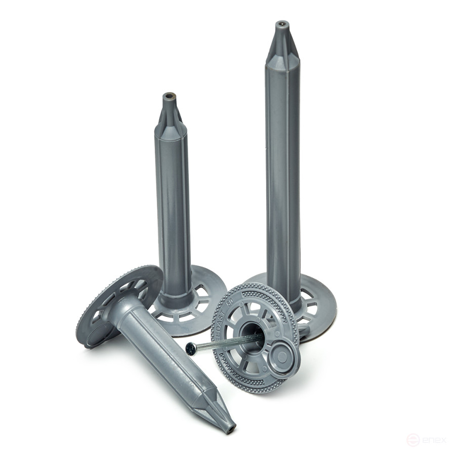 Тарельчатый дюбель гриб 100 мм с крышкой для газоблока для порох. пистолета IN100-90 (100 шт/уп) FEDAST