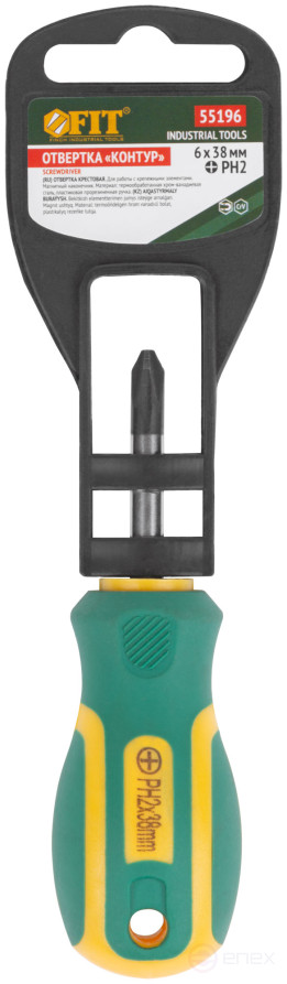 Screwdriver "Contour", CrV steel, rubberized handle 6x38 mm PH2