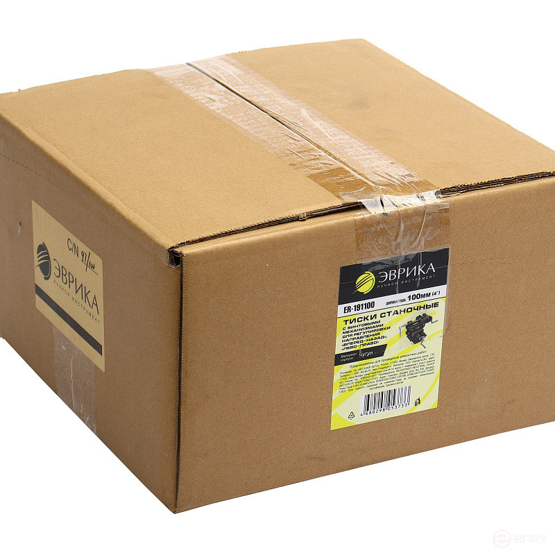 Тиски станочные ER-191100 с винтовыми механизмами для регулировки направления "вперед-назад", "лево-право" 4"-100мм чугунные ЭВРИКА /1 NEW