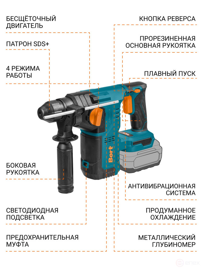Перфоратор аккумуляторный BORT BHD-21Li-XDK (без АКБ и ЗУ)