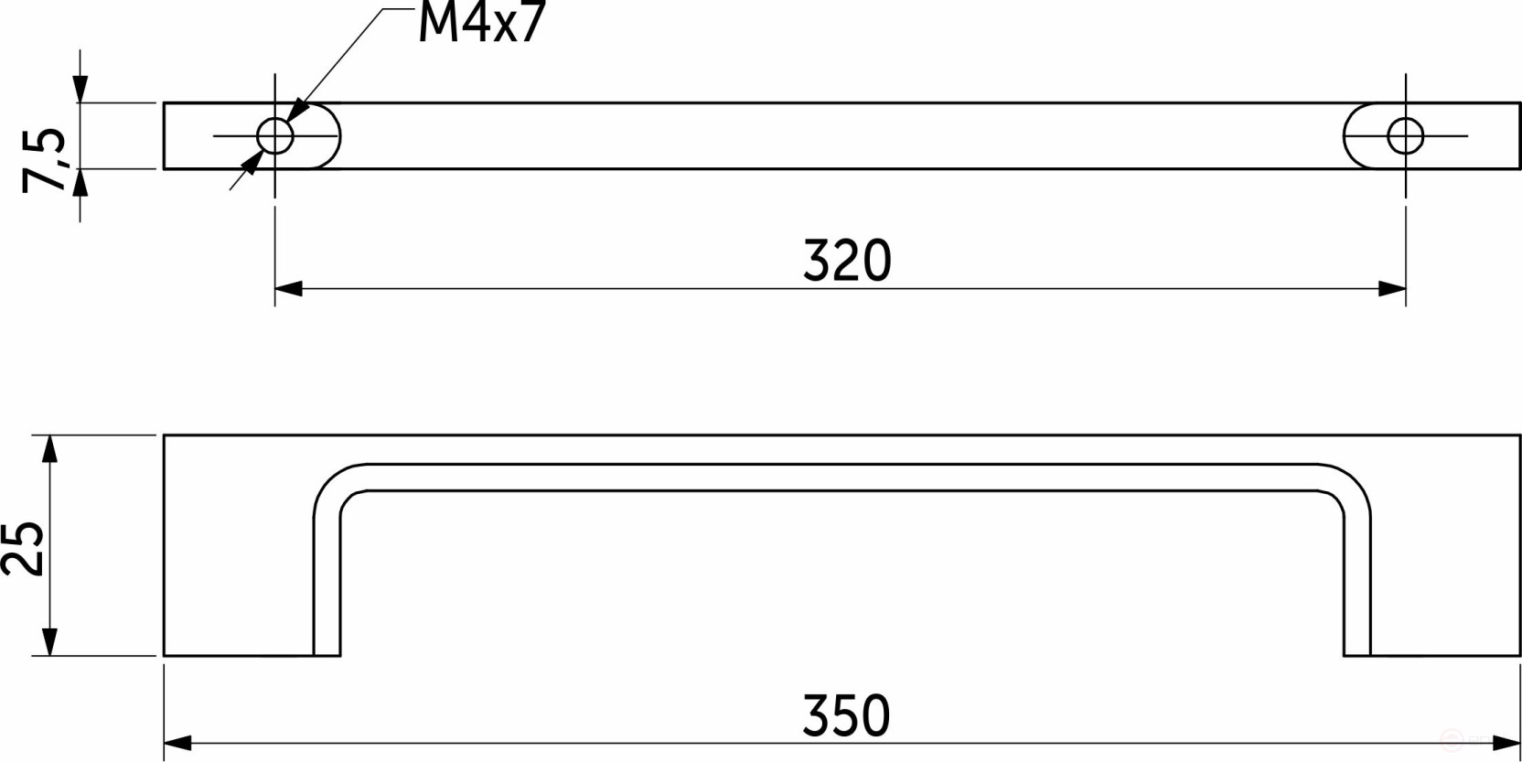 Handle metal bracket meth. AK705 320 chrome, AKS