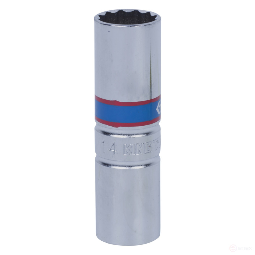 12-sided candle head 3/8", 14 mm, L = 65 mm, spring lock KING TONY 36A014