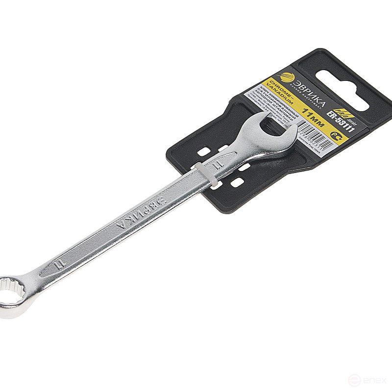 Ключ комбинированный 11мм ER-53111 (Chrome vanadium) на держателе PRO ЭВРИКА 1/20/400