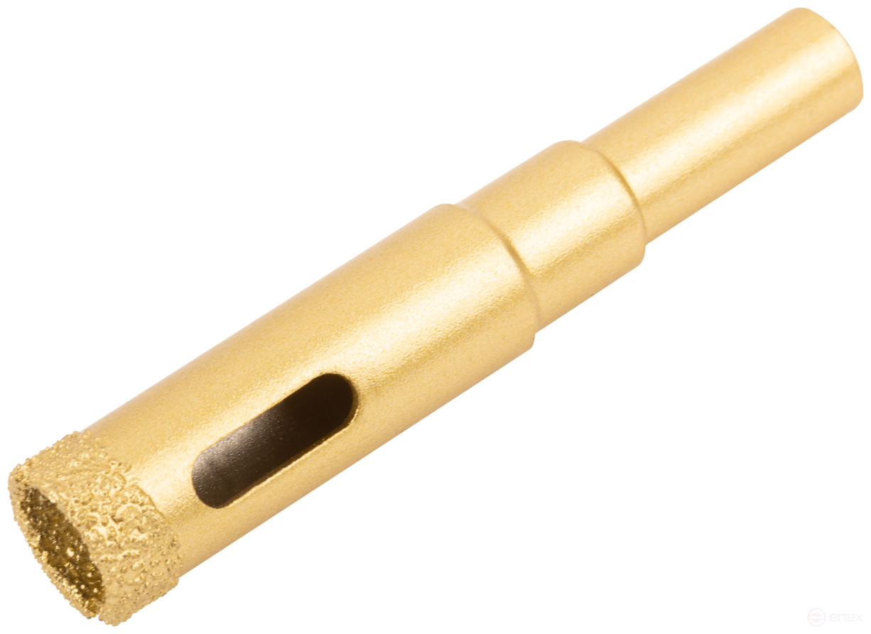 Коронка кольцевая по керамограниту, камню, кафелю и стеклу алмазная, вакуумное спекание 12х65 мм