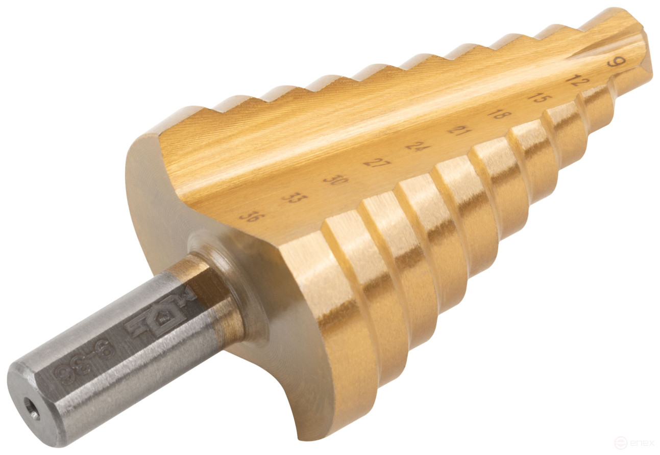 HSS step drill for metal, 10 steps, 9-36 mm