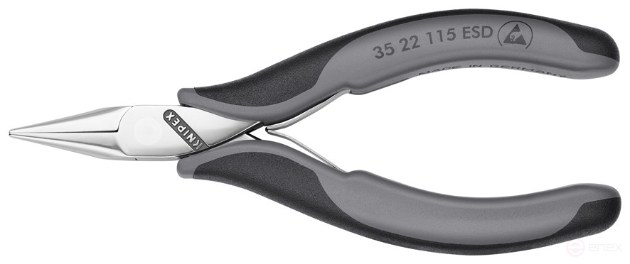 Плоскогубцы ЕSD захватные антистатические для электроники, плоскокруглые губки, L-115 мм, 2-к ручки