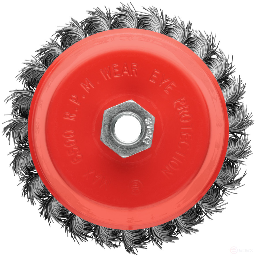 Корщетка-чашка, гайка М14, стальная витая проволока 125 мм, блистер