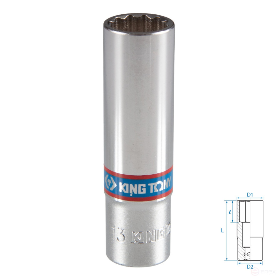 Головка торцевая глубокая двенадцатигранная 3/8", 13 мм KING TONY 323013M