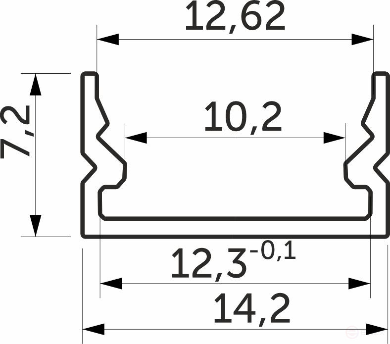SIRIUS-1407S aluminum overhead profile with screen, white, 3m, AKS