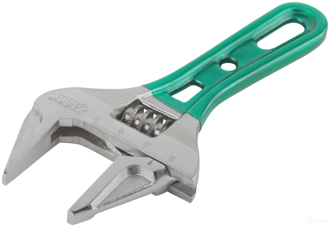 Adjustable "Smart" wrench, CrV, shortened, narrow jaws, scale, extra magnification.Grip 135mm (36mm)