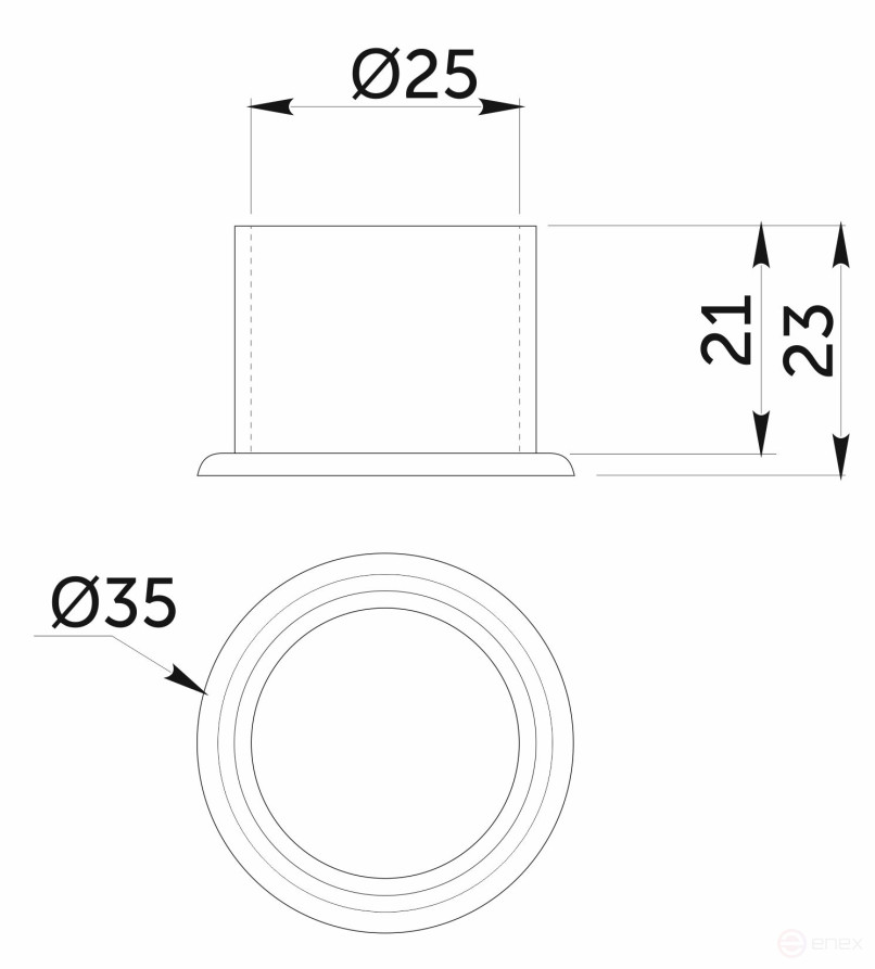 The plug is external. pipes d25 (514) plastic, black AKS