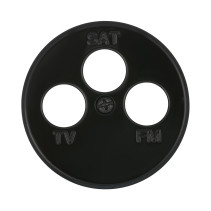 Cover for TV+FM+SAT outlet, 3 holes, Black, Vintage
