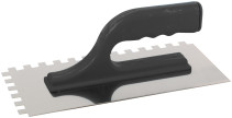 Toothed trowel 10 x 10, stainless steel, 270 x 130 mm, plastic handle