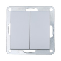 Switch 2-cl., from two places (circuit 6+6) 16 A, 250 B (silver metallic) LK80