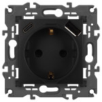 Розетка ЭРА Elegance 14-4108-05 2P+E 16A-250В со шторками с USB type-A+C 5В-3А антрацит