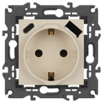 Розетка ЭРА Elegance 14-4108-02 2P+E 16A-250В со шторками с USB type-A+C 5В-3А слоновая кость