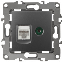 Розетка ЭРА Серия 12 12-3110-12 комбинированная RJ45+TV IP20 графит
