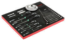 Fit&Go Набор торцевых головок 1/2" + накидные ключи + шарнирно-губцевый инструмент в ложементе, 29 предметов