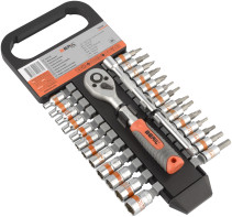 Set of socket heads 28pr. 1/4 DR (holder, heads and heads with inserts) BERIL