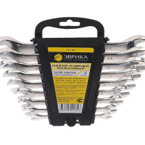 Набор ключей рожковых (6х7,8х10,10х12,12х13,14х15,13х17,17х19,19х22,20х22мм) холдер 9 предметов ЭВРИКА 1/30