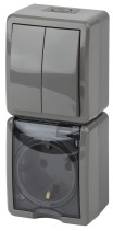 Socket Block with Switch ERA Expert 11-7408-03 Double Vertical IP54 16A-10AX-250V OH Grey