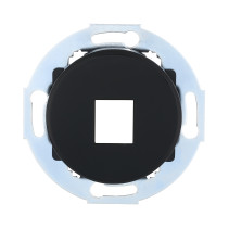 Cover plate with a caliper for a computer and telephone outlet for 1 input (black) WITHOUT Vintage mechanism