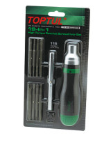 Reversible screwdriver with a set of bits and a 19in1 extension cord TOPTUL GAAR1002