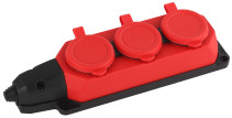 ERA K-3e-RED-IP44 rubber pad with earthing 3 sockets 16A IP44 red