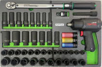 Набор инструментов 46 пр., гайковерт, ударные головки и динамометрический ключ, в ложементе TOPTUL GED0462