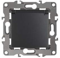 Розетка ЭРА Серия 12 12-2103-05 с заземлением 2P+E Schuko со шторками с крышкой 16A-250В IP20 антрацит