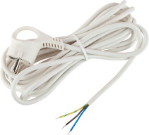 Шнур сетевой с вилкой ЭРА UX-3x0,75-5m-W с заземлением 5м ПВС 3x0,75мм2 белый