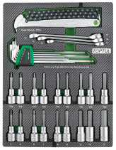 A set of end caps, L-shaped hexagons and split keys, 31 pr. in a soft base TOPTUL GEB3109