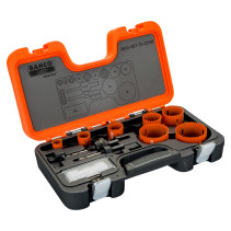 Набор кольцевых биметаллических пил Sandflex® 22 - 68 мм + 2 державки + сверло, 10 шт.