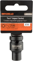 Головка торцевая ударная TORX E10 (DR1/2"; L-38мм) АвтоDело 40215