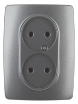 Розетка ЭРА Серия 12 12-2107-12 двойная без заземления 2X2P16A-250В IP20 графит