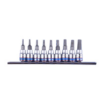 1/4" socket nozzle set, Torx, T8-T40 mm, L = 37 mm, 9 pieces KING TONY 2109PR