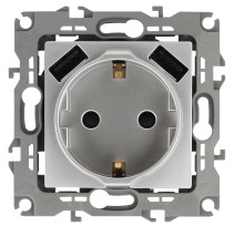 Розетка ЭРА Elegance 14-4109-03 2P+E 16A-250В штор. с 2xUSB 5В-3А алюминий