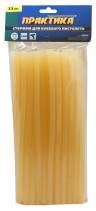 Клей для клеевого пистолета ПРАКТИКА жёлтый, прозрачный, 11 х 300 мм, 33 шт / пакет с подвесом (641-664)