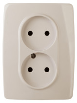Розетка ЭРА Серия 12 12-2107-02 двойная без заземления 2X2P 16A-250В IP20 слоновая кость