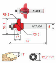 Фреза Атака 422381 кромочная калевочная D38.1/ф8/H17