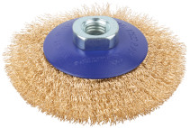 Щетка для УШМ, М14, тип "Тарелка", латун. витая проволока 0,3 мм, 100 мм, блистер, CUTOP Profi