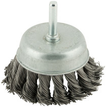 Cup plate, with stud, 65 mm twisted steel wire