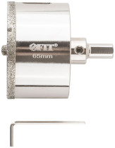 Коронка кольцевая по керамограниту, камню и кафелю алмазная с центровочным сверлом 65х70 мм