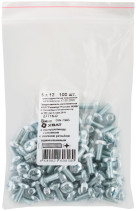 A semi-cylindrical screw. a head with a full thread of pins. DIN 7985 5x12 (packing 100 pcs)