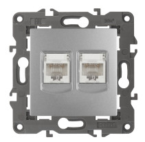 Розетка ЭРА Elegance 14-3108-03 информационная двойная 2хRJ45 IP20 алюминий